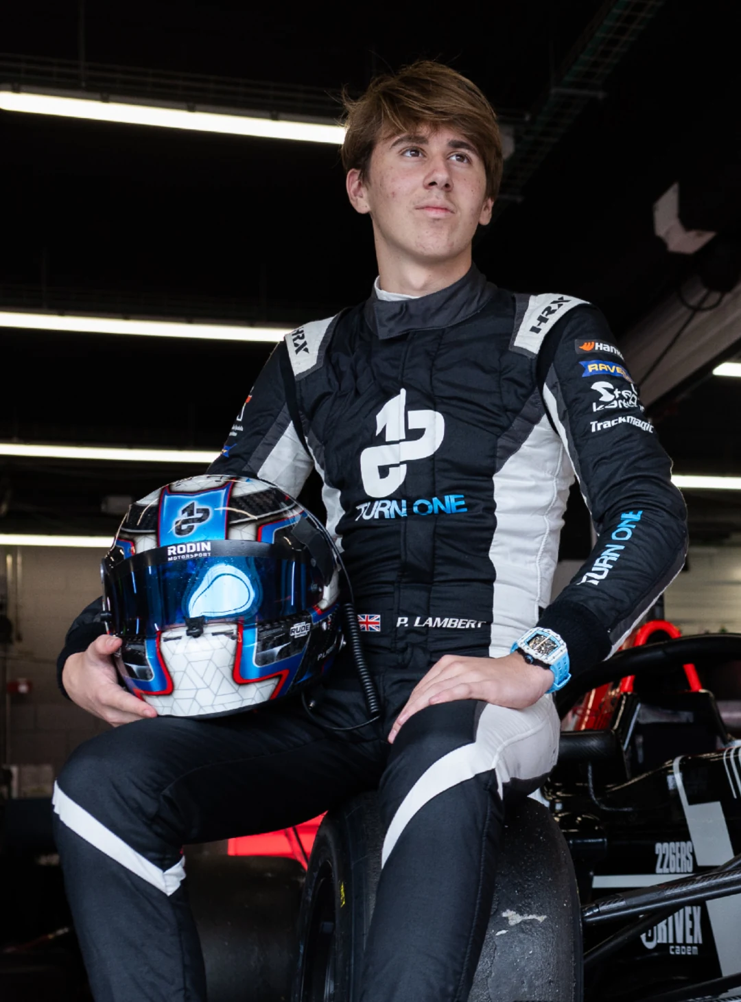 Preston Lambert wearing his Turn One race suit